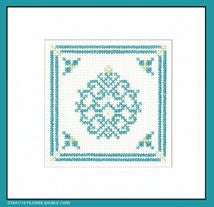 Filigree Bauble Card: Teal & Silver Filagree Collection Greeting Cards By Kirsten Roche (Aida) - Heritage Crafts Kits