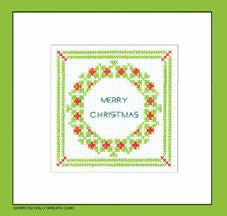 Wreath Card: Holly Greeting Cards By Kirsten Roche (Aida) - Heritage Crafts Kits