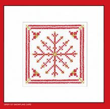 Snowflake Card: Red & Gold Filagree Collection Greeting Cards By Kirsten Roche (Aida) - Heritage Crafts Kits