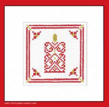 Filigree Candle Card: Red & Gold Filagree Collection Greeting Cards By Kirsten Roche (Aida) - Heritage Crafts Kits