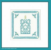 Filigree Candle Card: Teal & Silver Filagree Collection Greeting Cards By Kirsten Roche (Aida) - Heritage Crafts Kits