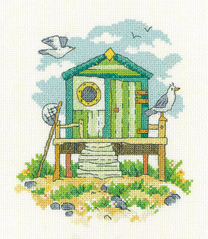 Green Beach Hut: By The Sea Collection By Karen Carter (Aida) - Heritage Crafts Kits