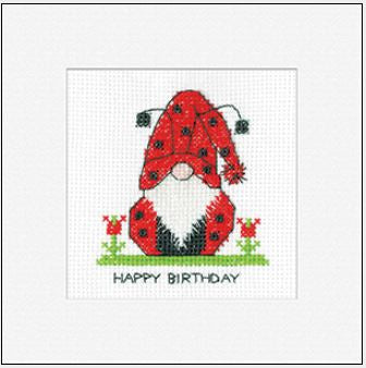 Gonk Birthday Ladybug: Gonk Greeting Cards By Kirsten Roche (Aida) - Heritage Crafts Kits