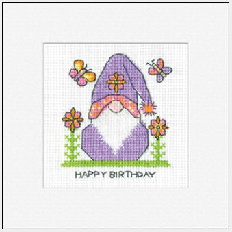 Gonk Birthday Flower: Gonk Greeting Cards By Kirsten Roche (Aida) - Heritage Crafts Kits