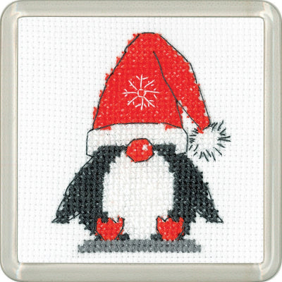 Penguin Santa Coaster By Kristen Roche (Aida) - Heritage Crafts Kits