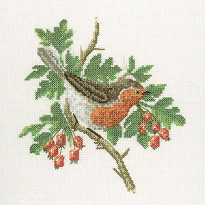 Robin: Birds By David Merry (Evenweave Fabric) - Heritage Crafts Kits