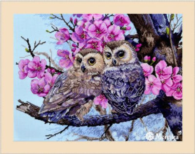 Two Owls In Spring Blossom - Merejka