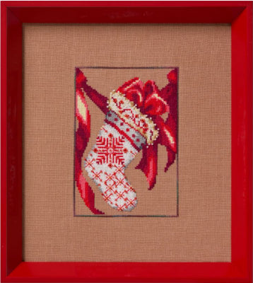 Red Ribbon Stocking : Christmas Fair Isle Red Collection - Nora Corbett