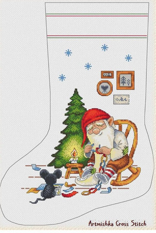 Christmas Stocking: Santa's Helpers - Artmishka Cross Stitch