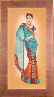 Indian Lady In Blue Sari - Lanarte