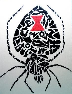 Tribal Black Widow - White Willow Stitching