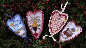Merry Heart Ornaments I - Homespun Elegance