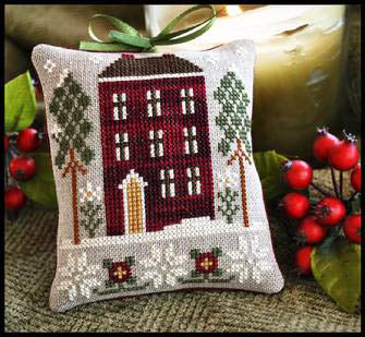 Ornament 6 - Red House In Winter - Little House Needleworks