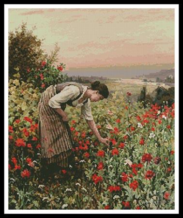 Girl Picking Poppies - Artecy Cross Stitch
