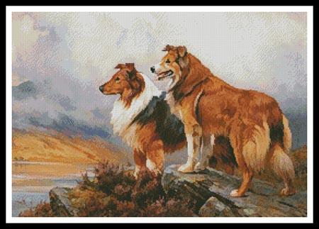 Two Collies Above A Lake - Artecy Cross Stitch