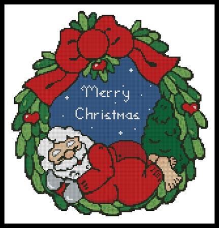 Sleeping Santa Wreath - Artecy Cross Stitch