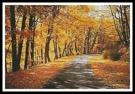 Path Through Autumn Trees - Artecy Cross Stitch
