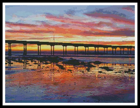 Sunset At Ocean Beach - Artecy Cross Stitch