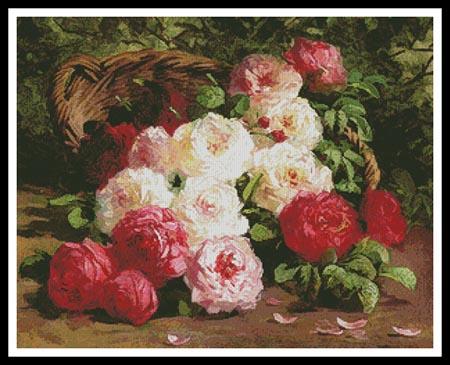 Still Life With Roses In A Basket - Artecy Cross Stitch