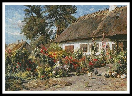 A Cottage Garden With Chickens - Artecy Cross Stitch