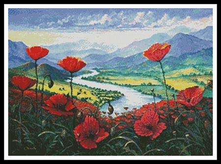 Red Poppies In the River Valley - Artecy Cross Stitch