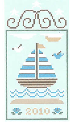Summer Seascape 3 - Sailboat - Country Cottage Needleworks