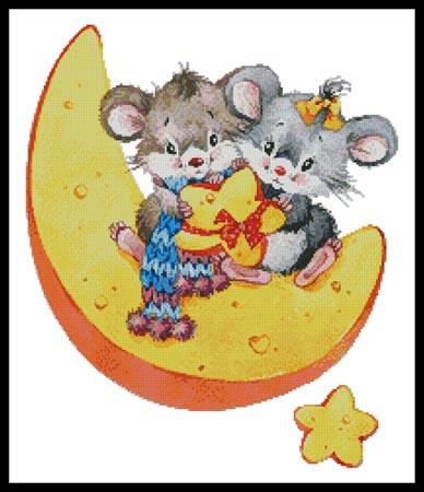 Mice On A Cheese Moon - Artecy Cross Stitch