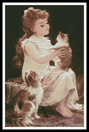 Playing With The Kitten - Artecy Cross Stitch