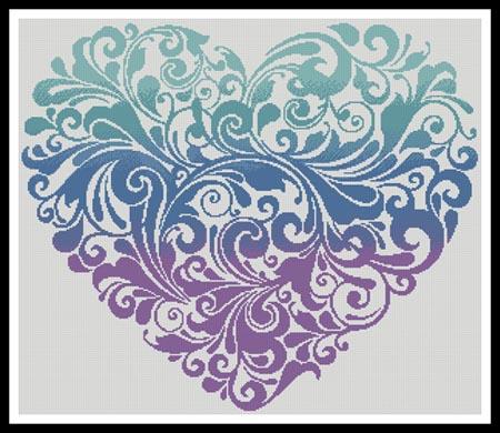 Purple Blue Green Heart - Artecy Cross Stitch