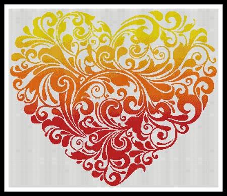 Red Orange Yellow Heart - Artecy Cross Stitch