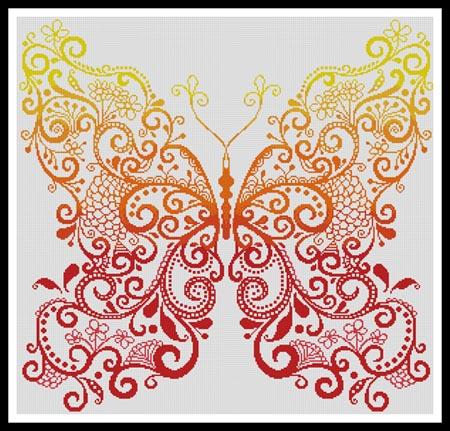 Red Orange Yellow Butterfly - Artecy Cross Stitch