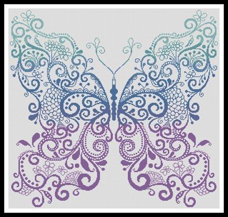 Purple Blue Green Butterfly - Artecy Cross Stitch