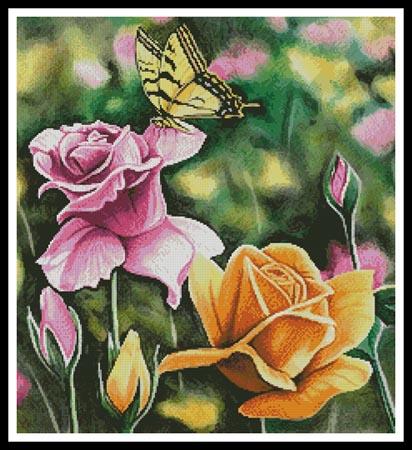 Tiger Swallow Tail In Rose Garden - Artecy Cross Stitch