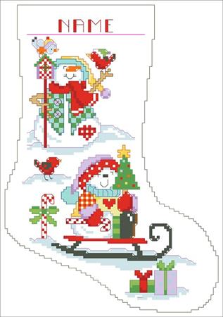 Snowmen Big Stitch Stocking - Kooler Design Studio