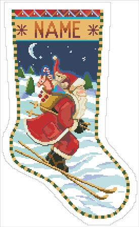 Skiing Santa Stocking - Kooler Design Studio