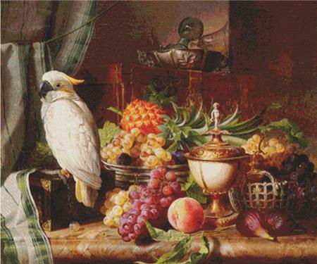 Still Life With Fruit And A Cockatoo - X Squared Cross Stitch