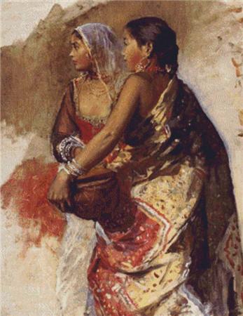 Sketch Two Nautch Girls - X Squared Cross Stitch