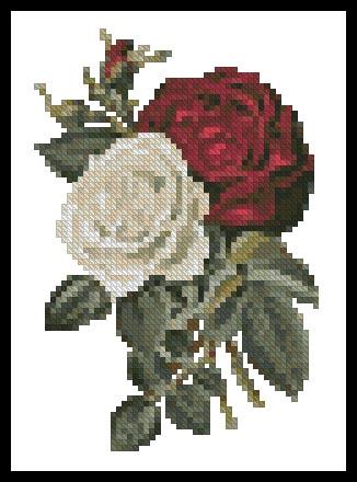 Mini Red And White Roses - Artecy Cross Stitch