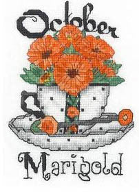 Teacup Birth Flower, October - Xs and Ohs
