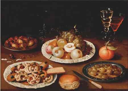 Still Life: Plates And Wine Glasses - X Squared Cross Stitch