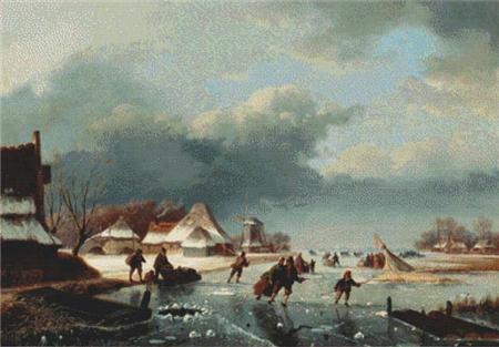 Figures Skating On A Frozen River - X Squared Cross Stitch