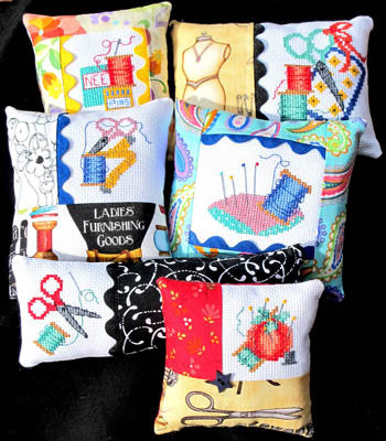 Six Cross Stitch Pincushions - Bobbie G. Designs