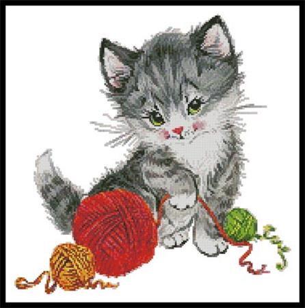 Kitten Playing With Wool - Artecy Cross Stitch