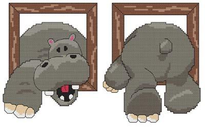 Hi There Hippo! - Cross Stitch Wonders
