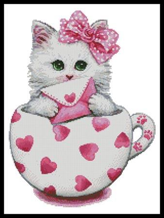 Valentine Kitty Cup - Artecy Cross Stitch