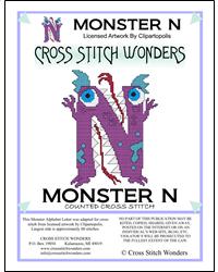 Monster Letter N - Cross Stitch Wonders