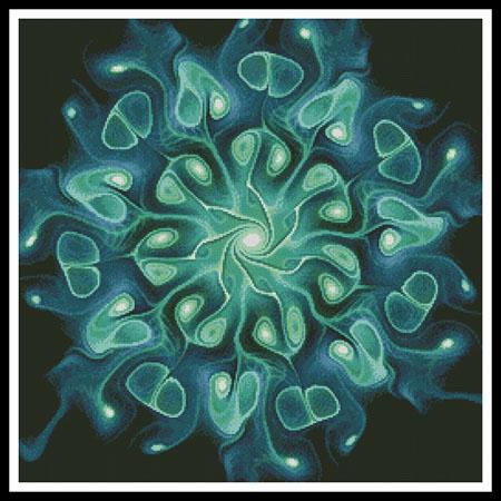 Blue Green Abstract Flower - Artecy Cross Stitch