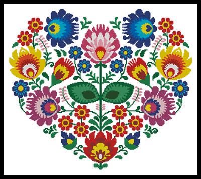 Polish Folk Heart - Artecy Cross Stitch