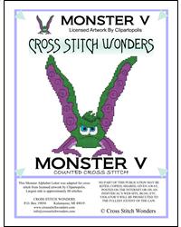 Monster Letter V - Cross Stitch Wonders