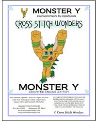 Monster Letter Y - Cross Stitch Wonders